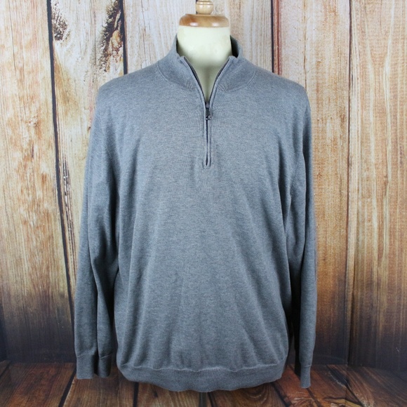 Brooks Brothers Men's 1/4 Zip Sweater XXL Grey - Picture 2 of 6